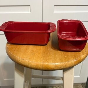 Longaberger Red mini loaf pans set of 2